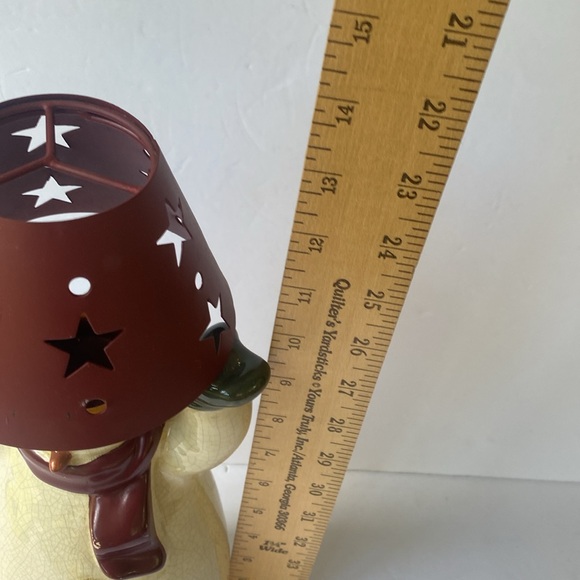 Country Chrismas decor Snowman candle holder with lamp shade - Picture 7 of 7